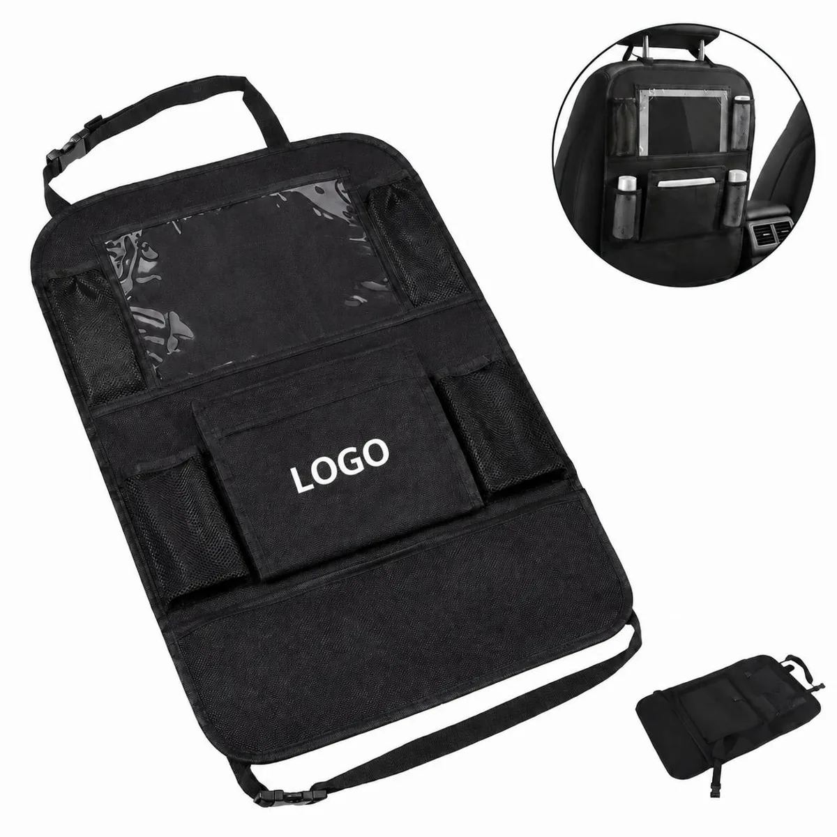 Rear Seat Car Organizer with 8 Compartments, Antislip Base