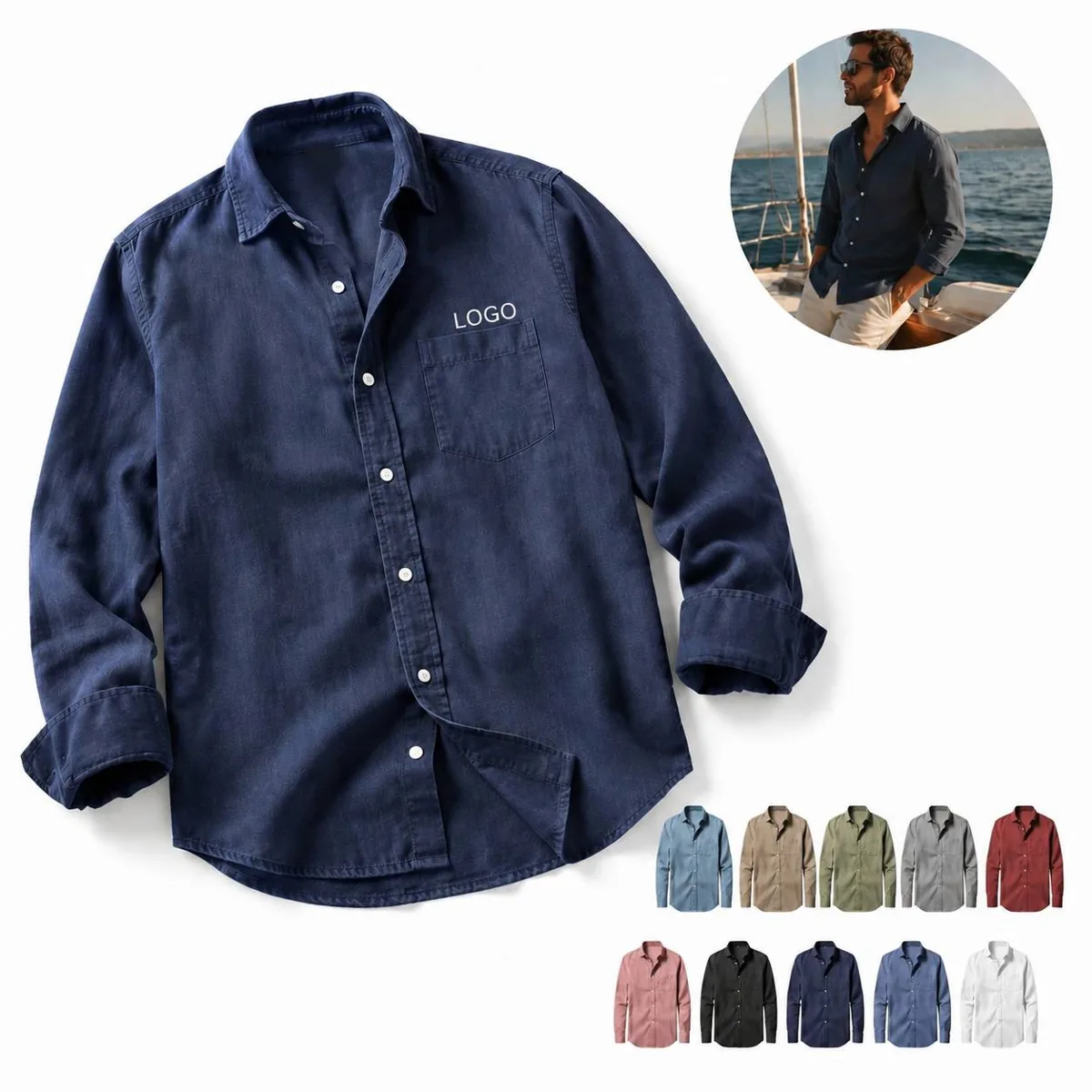 Men Soft Breathable Casual Shirt Moisture Wicking Daily