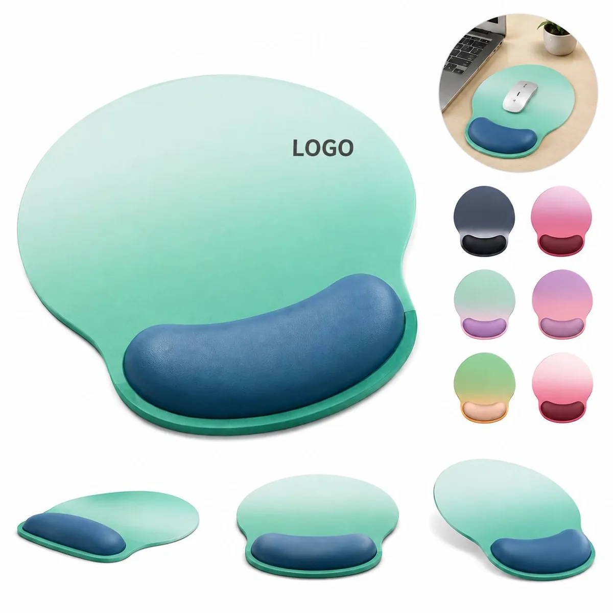 Ergonomic Gradient Mouse Pad with Cushioned Wrist Rest