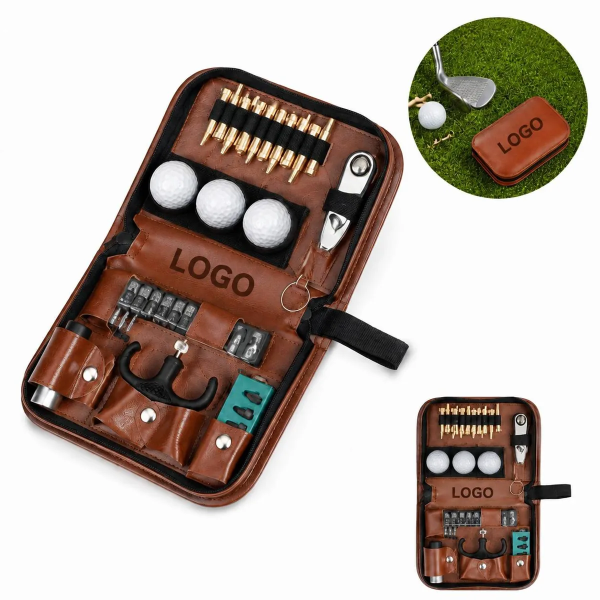 Custom Leather Golf Accessory Organizer Bag