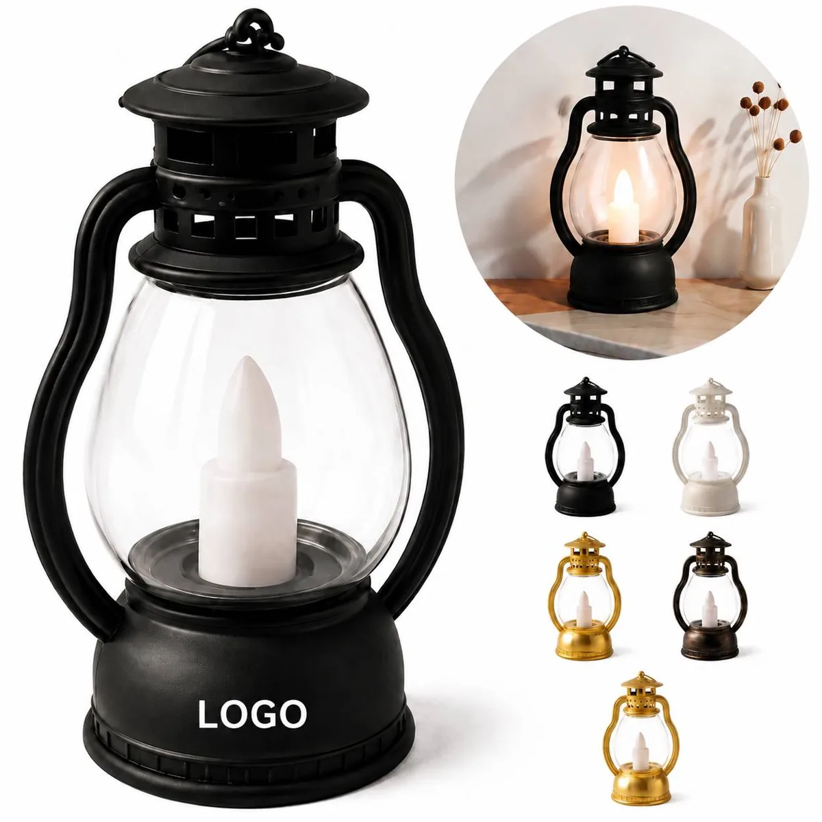 Vintage Flickering Oil Lamp Battery Powered PP Plastic Cozy