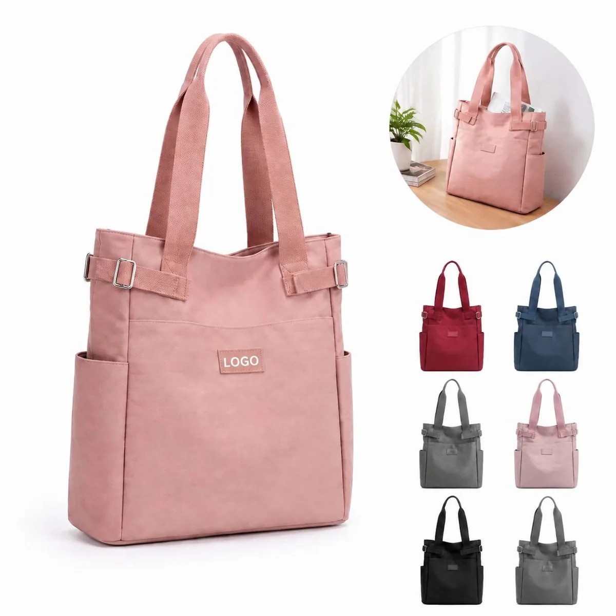 Lightweight Canvas Tote Crossbody Bag with Adjustable Straps