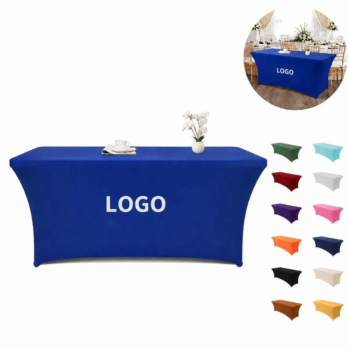Stretch Spandex Table Cover 6FT with Pockets for Events