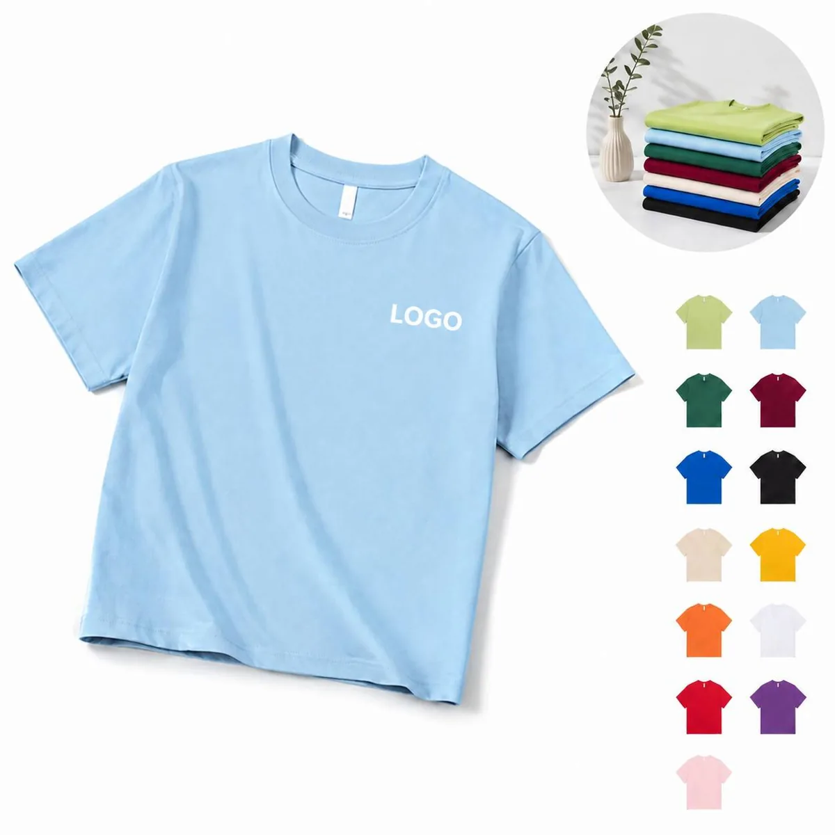 Customizable Soft Cotton Kids Tee Short Sleeve Shirt