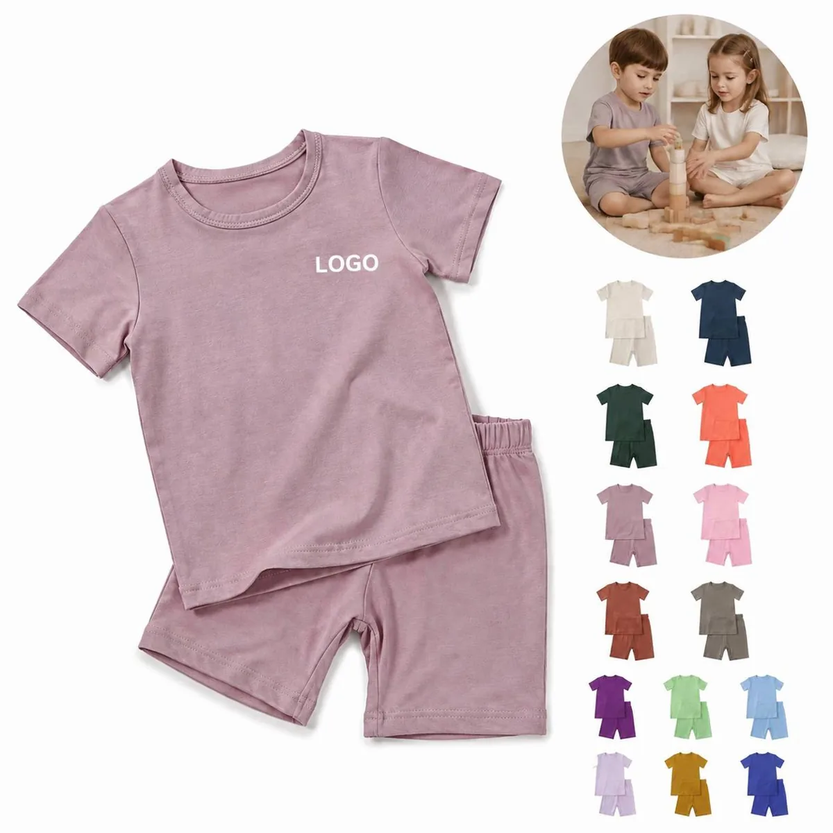 Bamboo Toddler Tee Shorts Set Lightweight Breathable