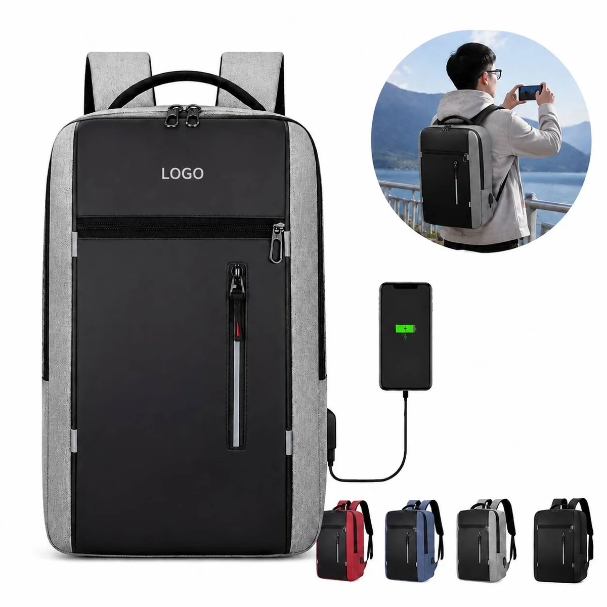 Travel Laptop Backpack with USB Charging Port, Anti-Theft