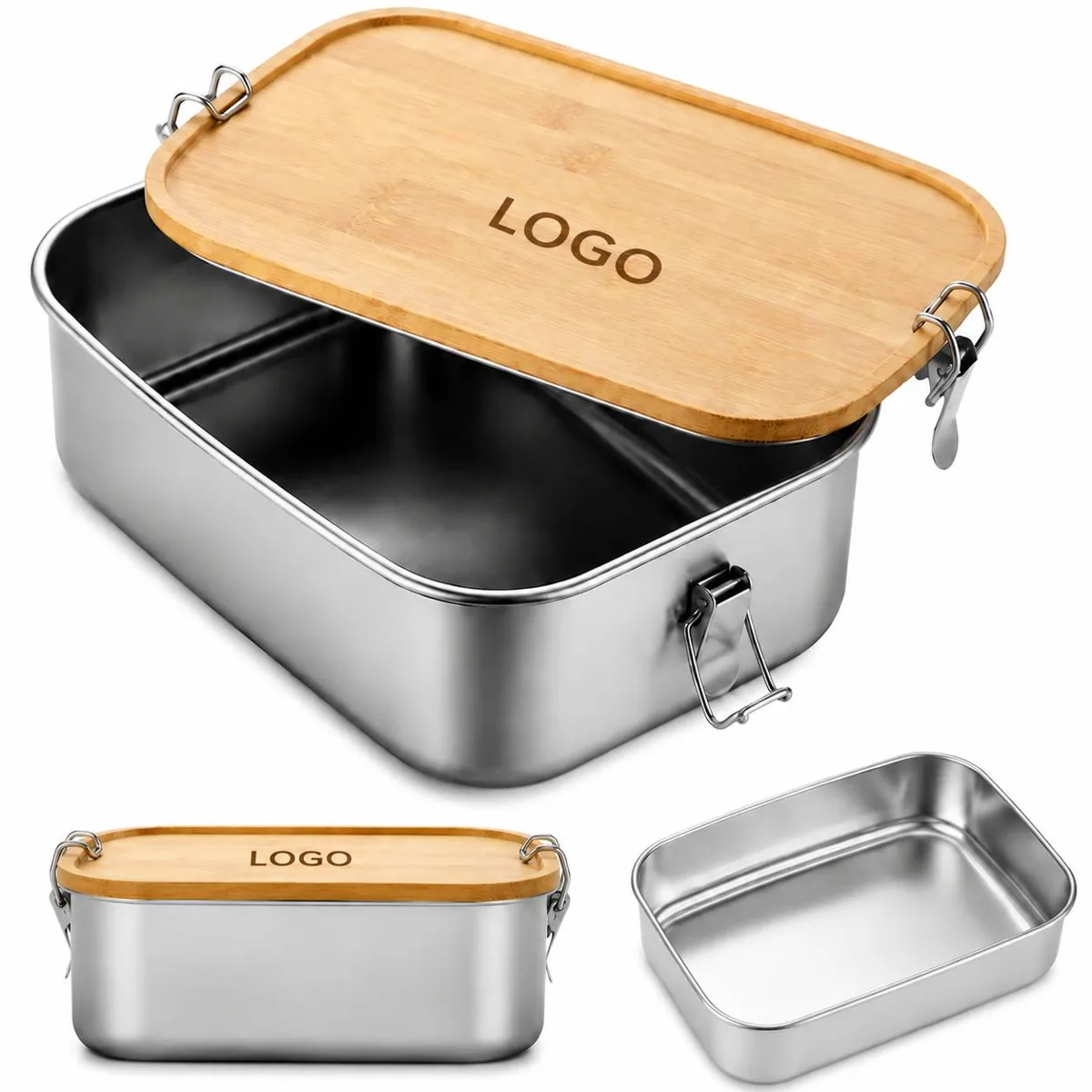 Stainless Steel Leakproof Bento Lunch Box with Bamboo Lid