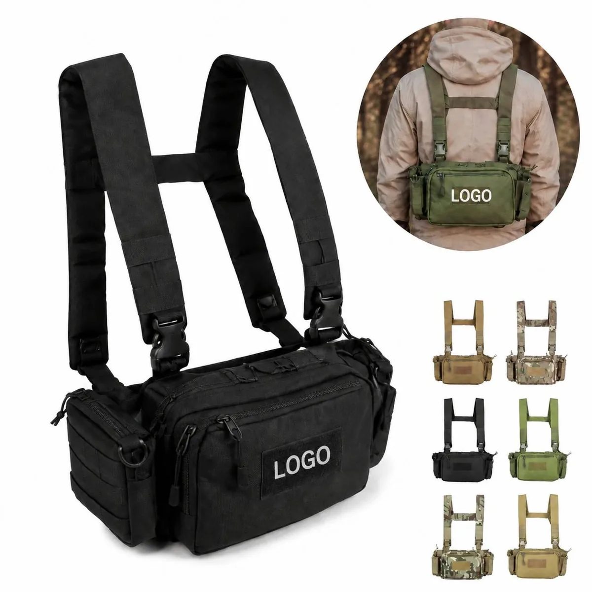Tactical Modular Chest Rig Pack 600D Nylon with 4-Mag