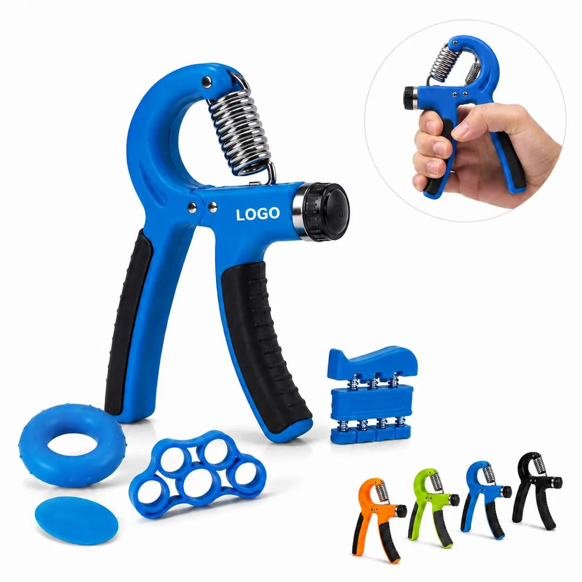 Hand Grip Strengthener Set 5-Level Adjustable with Finger
