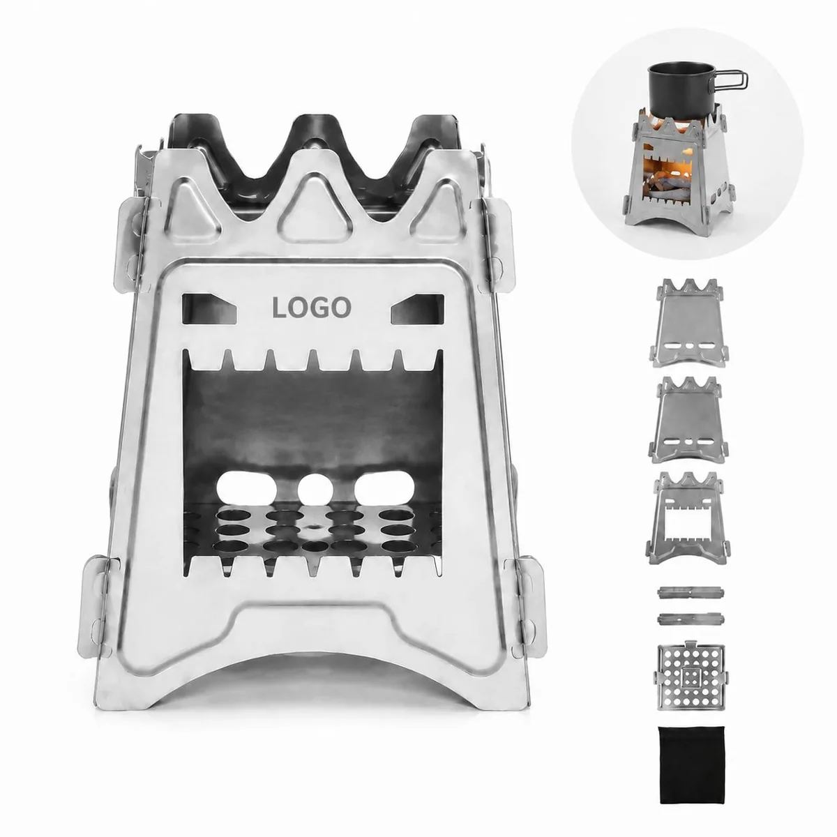 Compact Stainless Steel Folding Wood Stove for Camping