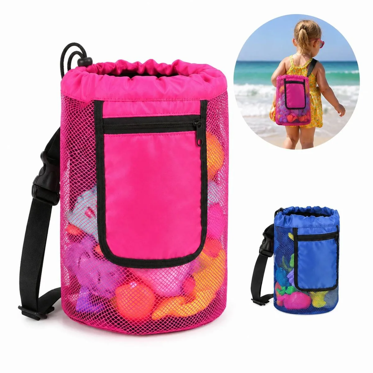Kids Mesh Beach Waist Pouch Quick Dry with Adjustable Clip 2