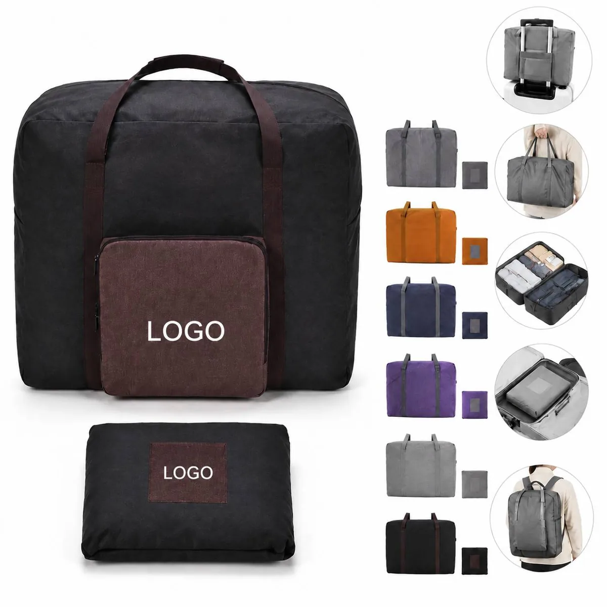 Lightweight Foldable Travel Duffel Bag with External Pocket