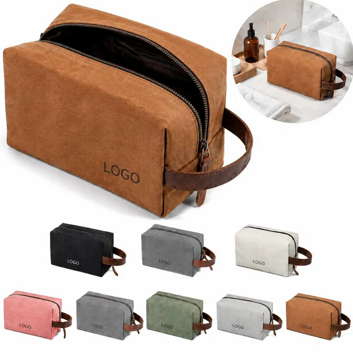 Premium PU Leather Travel Toiletry Organizer Bag