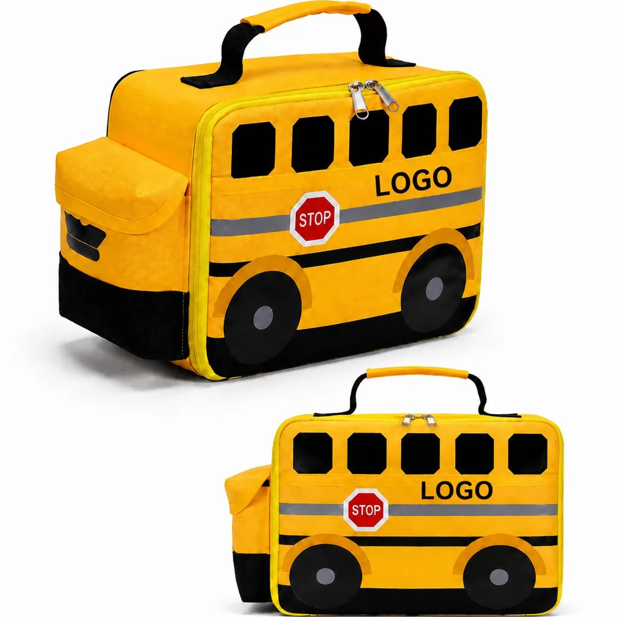Kids 3D School Bus Insulated Canvas Lunch Tote