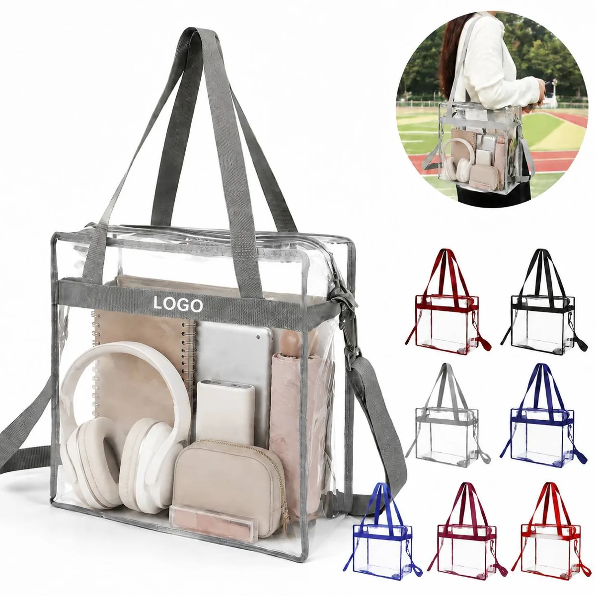 Large Clear PVC Zippered Tote for Venue Events