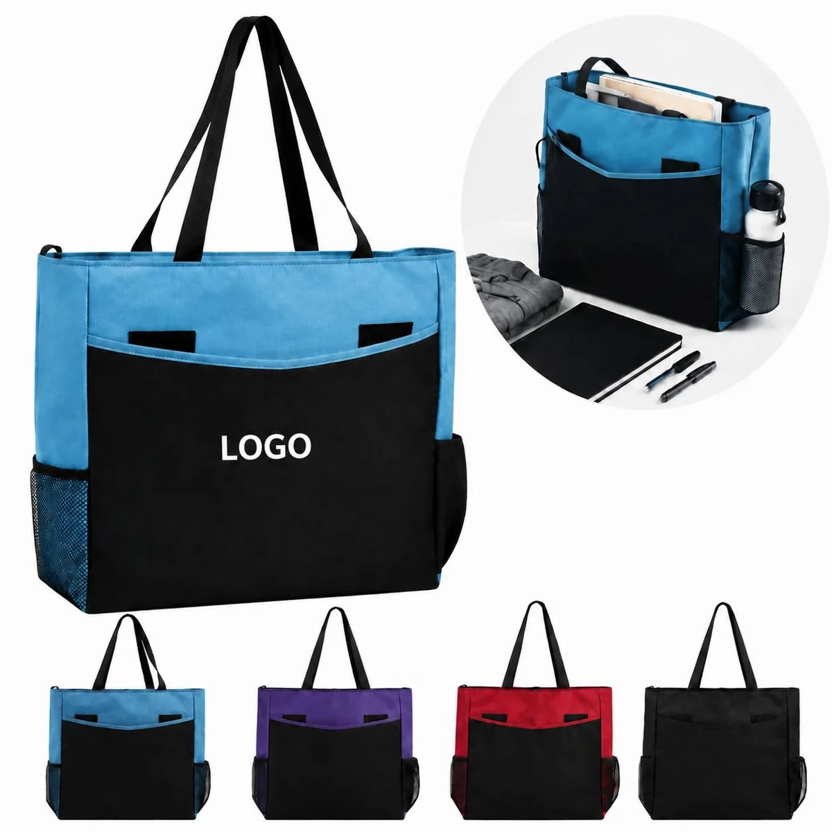Bicolor Customizable PP Tote Bag, Eco-Friendly