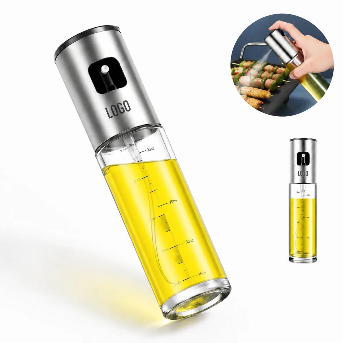 Heat Resistant Glass Oil Sprayer with Stainless Steel Fine