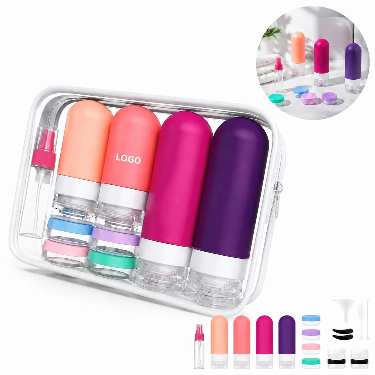 Leak-Proof Collapsible Travel Bottles for Toiletries