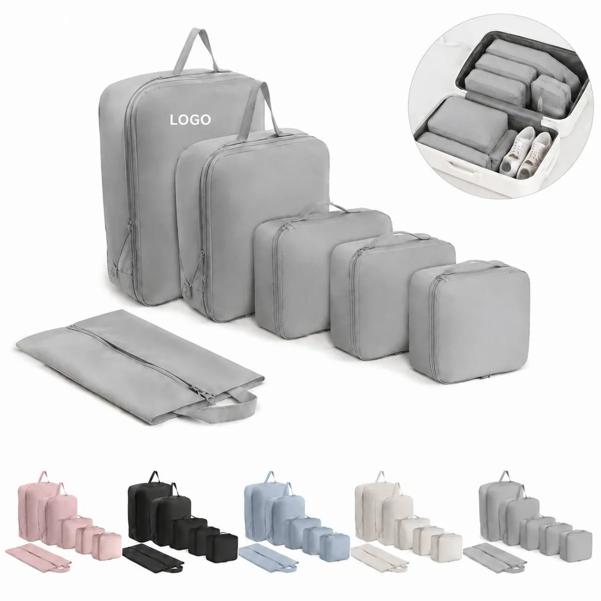 Customizable 6-Piece Compression Packing Cubes with Logo