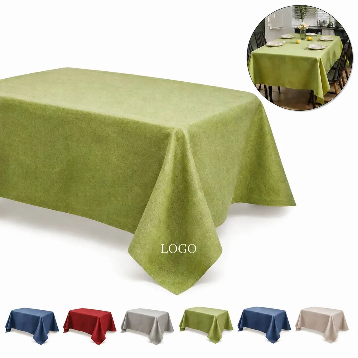 Customizable Linen Tablecloth for Events, Stain Resistant