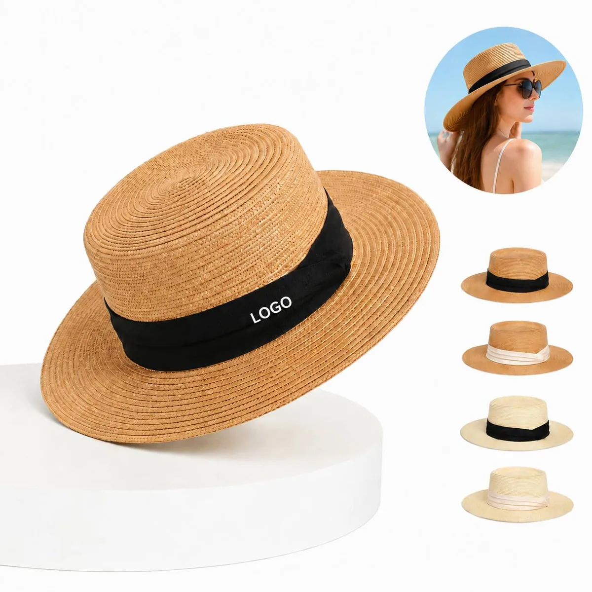 Wide Brim Straw Sun Hat UV Blocking, Packable Travel