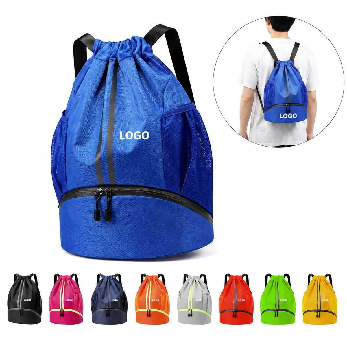 Customizable Water Resistant Drawstring Backpack with Shoe