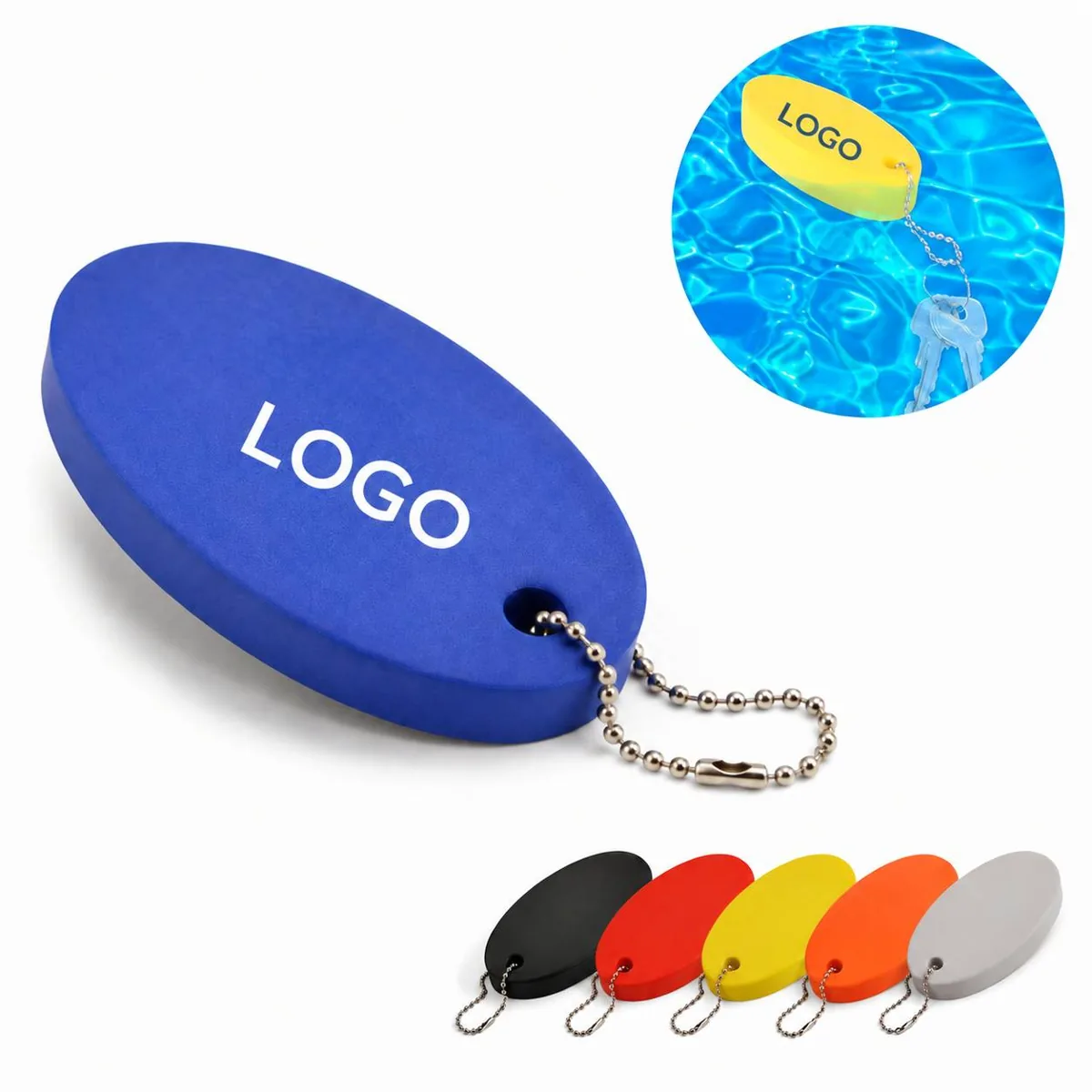 Waterproof PU Foam Floating Keychain with Stainless Steel