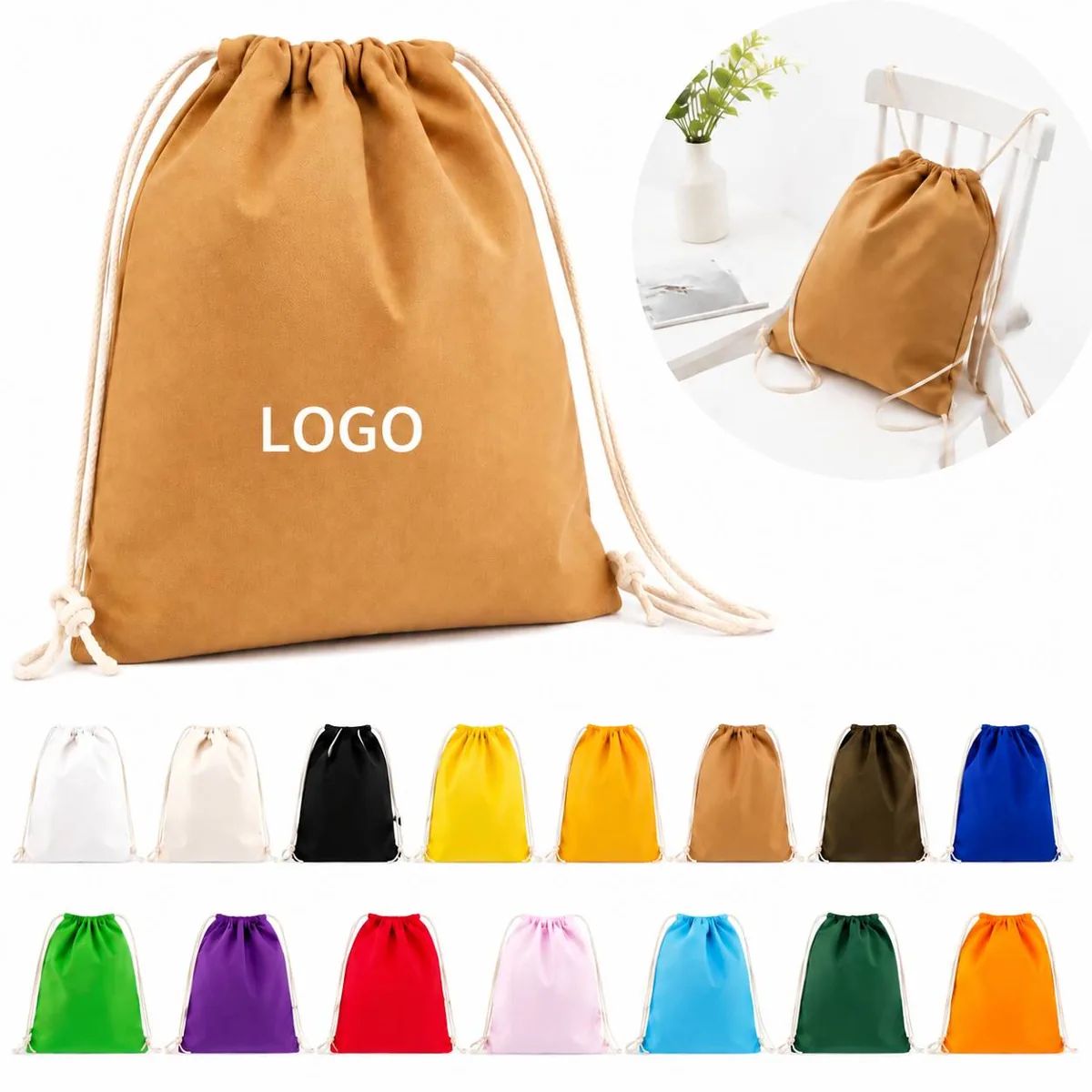 Bulk Cotton Canvas Drawstring Backpacks for Custom Design