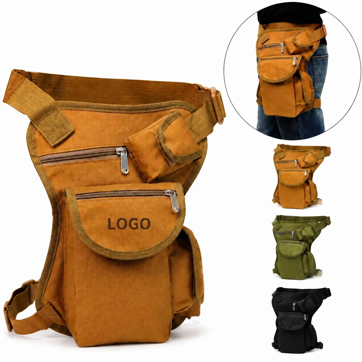 Tactical Drop Leg Waist Pack with 4 Zippered Compartments