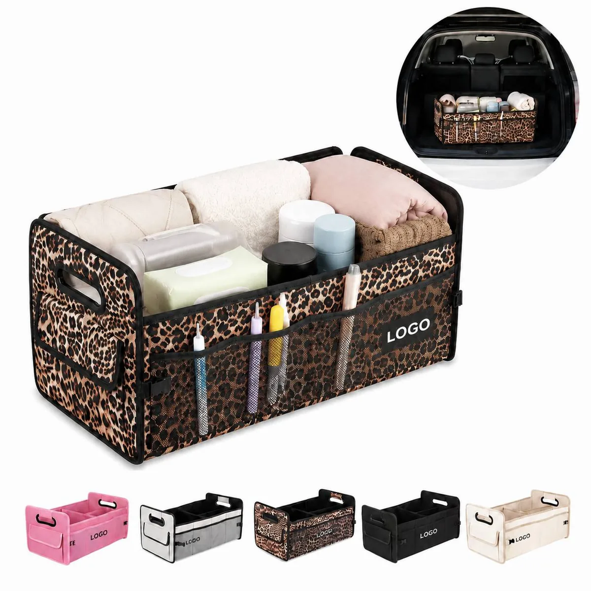 Heavy Duty Car Trunk Organizer with Collapsible Sides