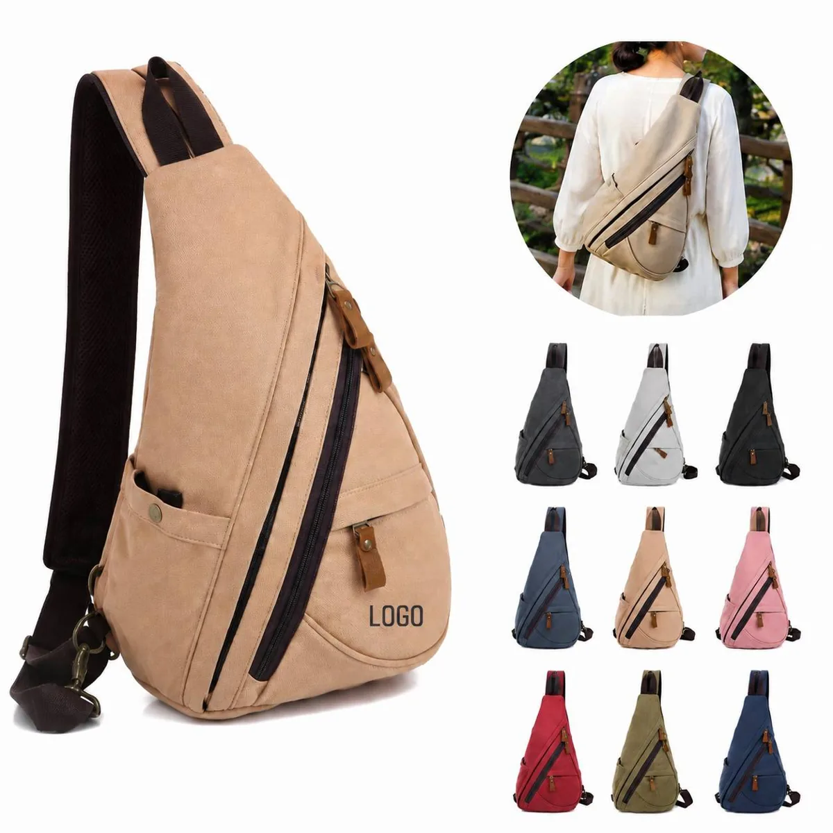 Custom Embroidered Canvas Crossbody Bag