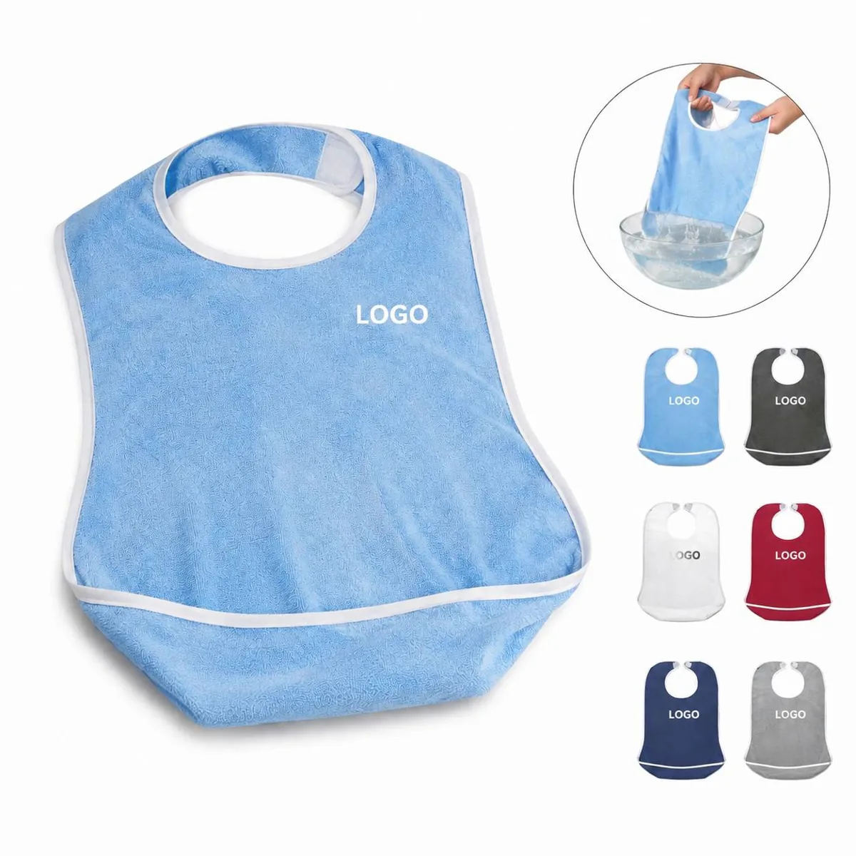 Waterproof Adult Dining Bib, Adjustable Neck, Easy Clean