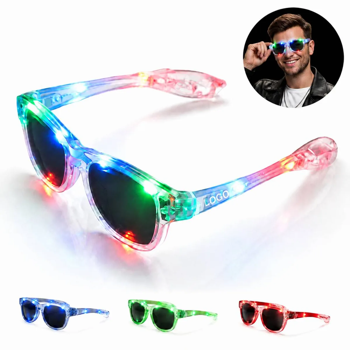 Custom Glow Party Eyewear with LED Lights for Branding