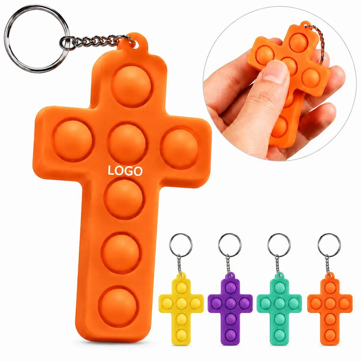 Mini Pop Fidget Keychain Stress Relief Sensory Toy Cross