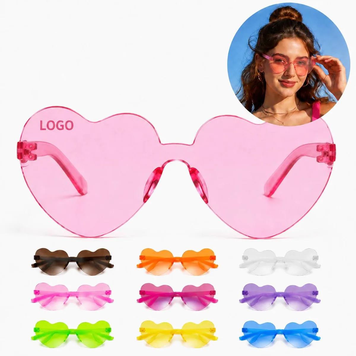 Heart Shape Sunglasses 16 Transparent Candy Colors for Party