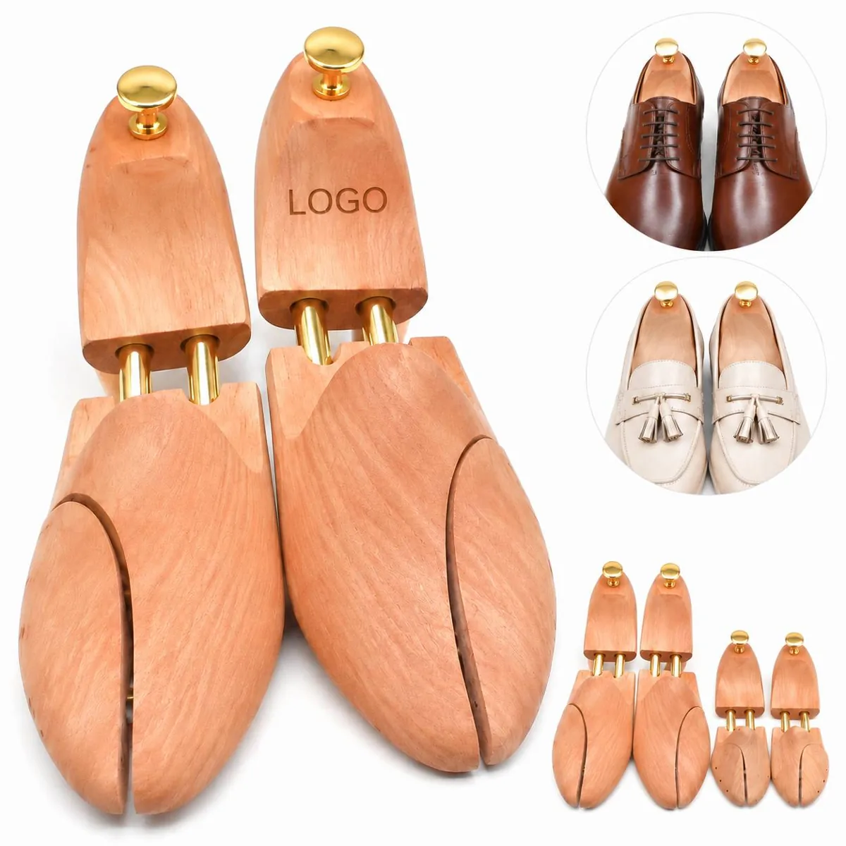 Natural Lotus Wood Shoe Stretcher, Adjustable Spring