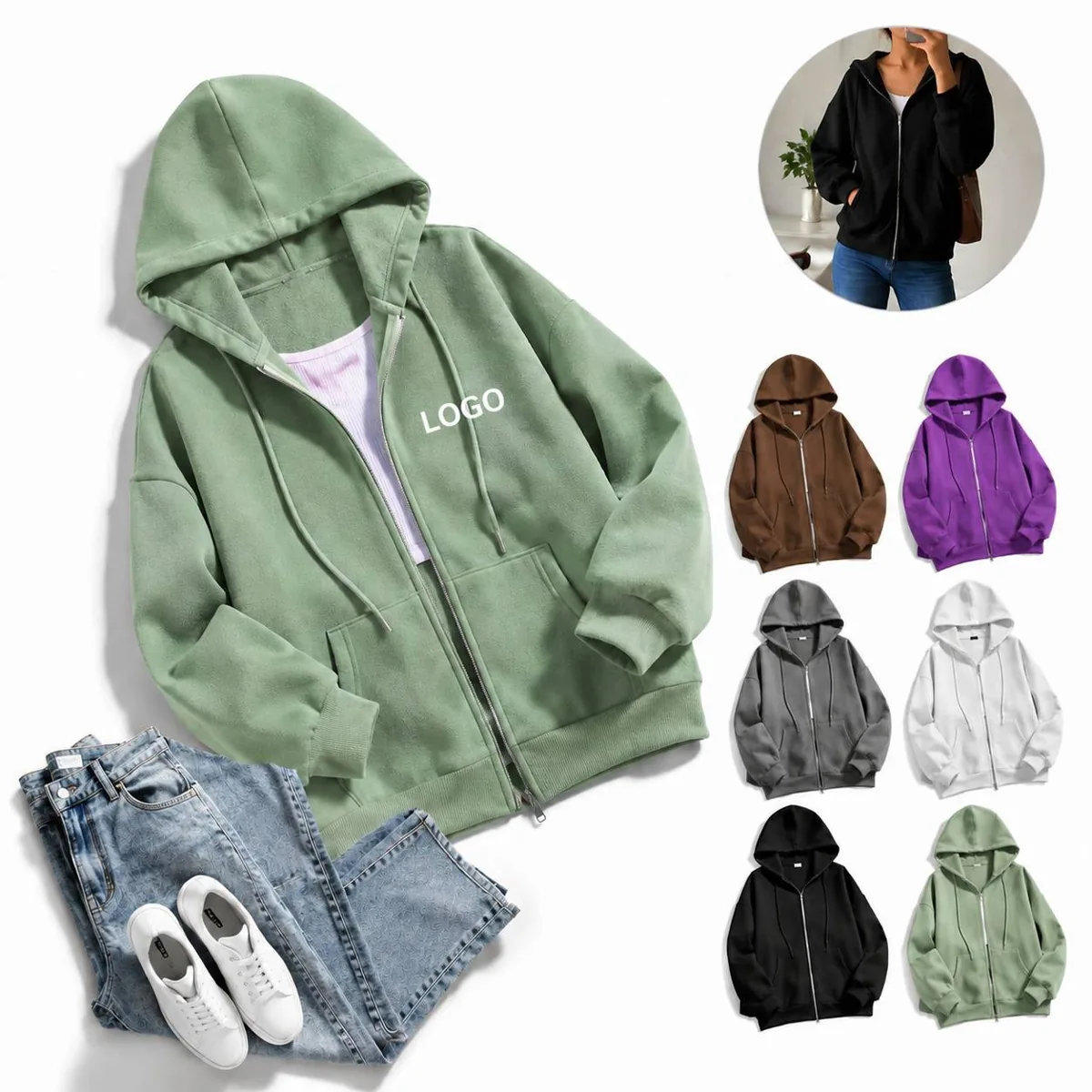 Women’s Fleece Full Zip Hoodie with Soft Cotton Blend