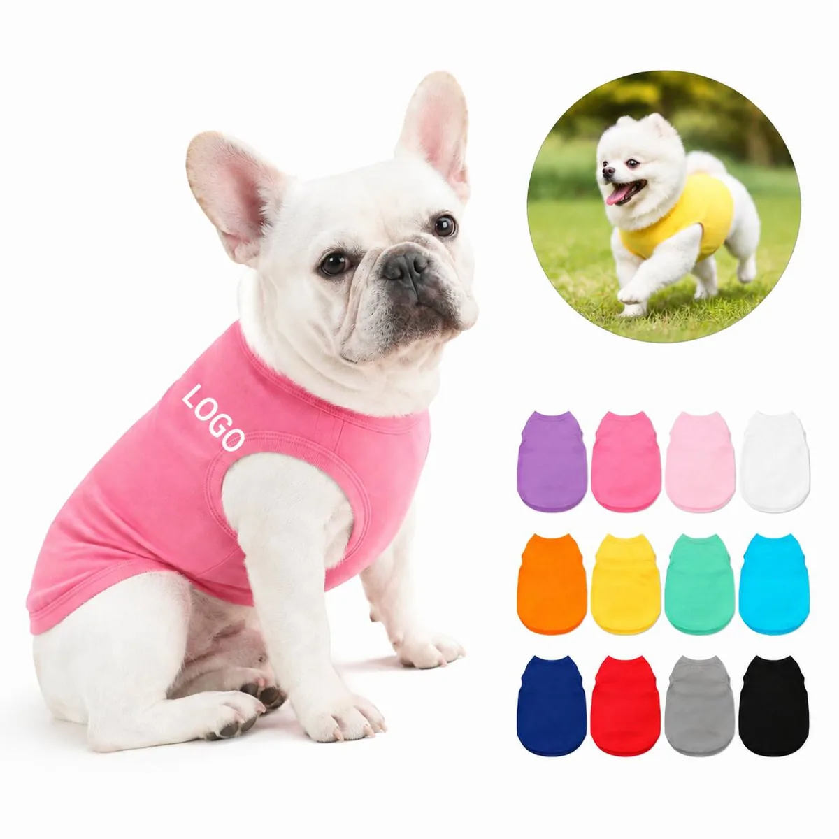Soft Cotton Puppy Vest Top, Breathable Pet Tee