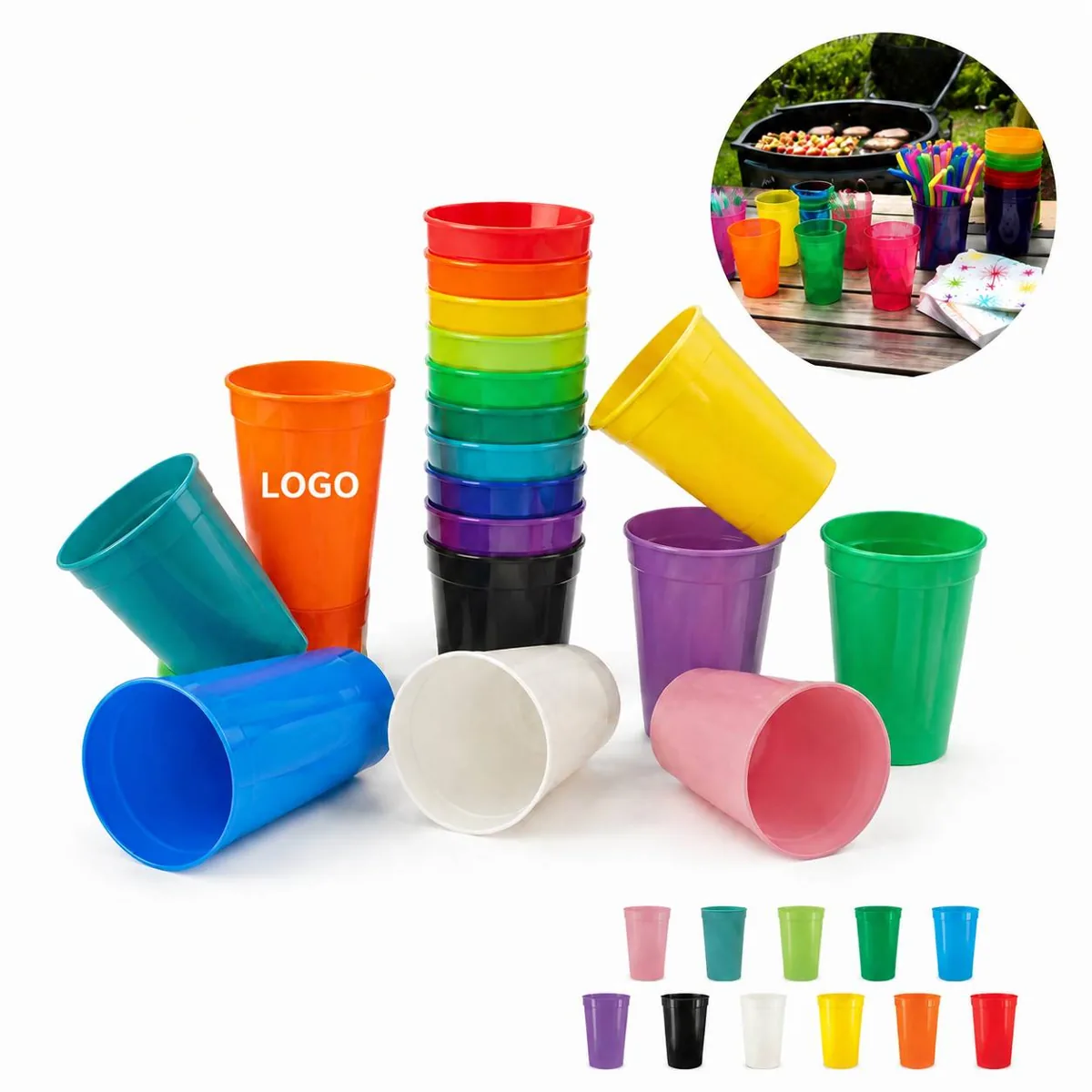 12oz Reusable Smooth Plastic Stadium Cup for Parties