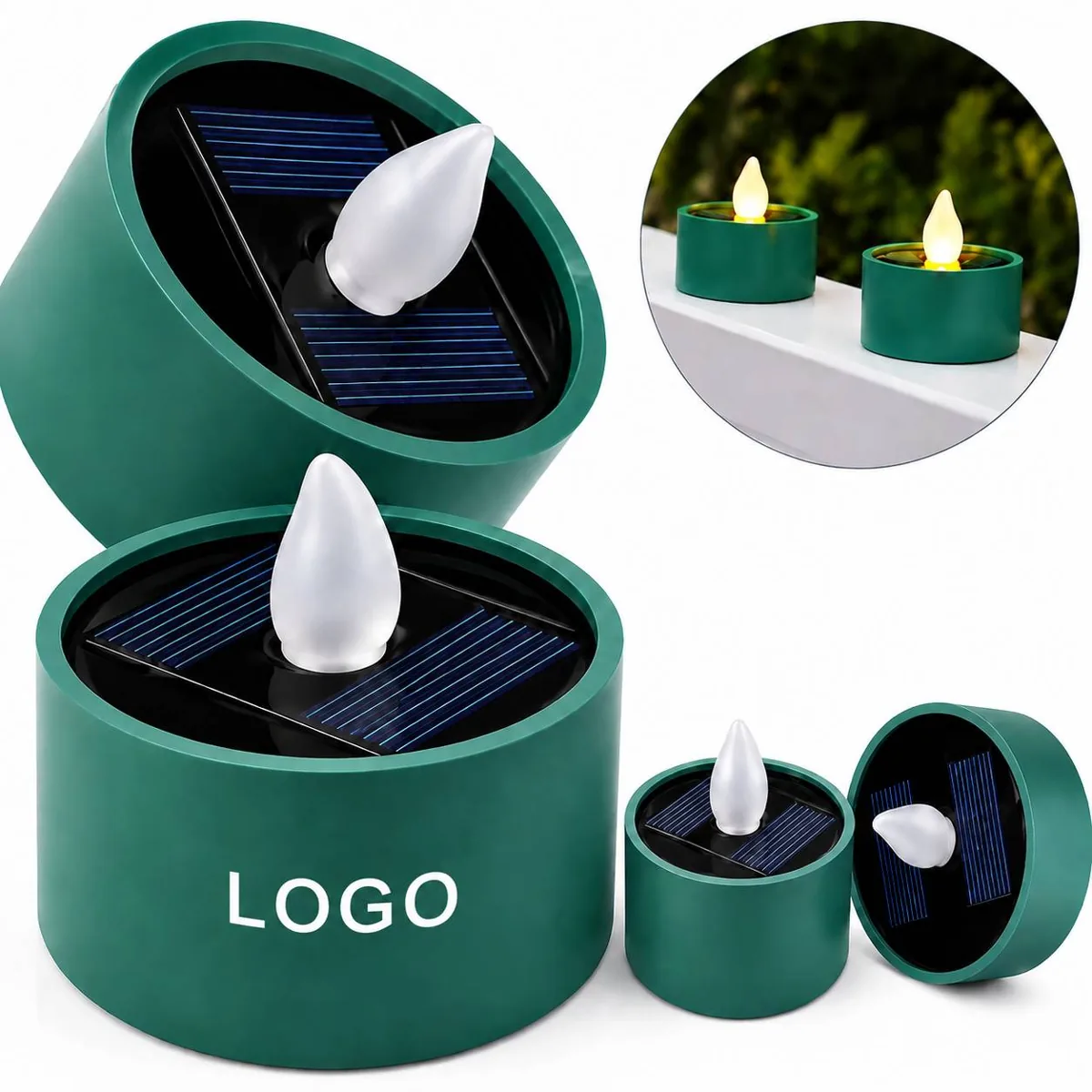 Solar Rechargeable Tea Lights with Realistic Flickering