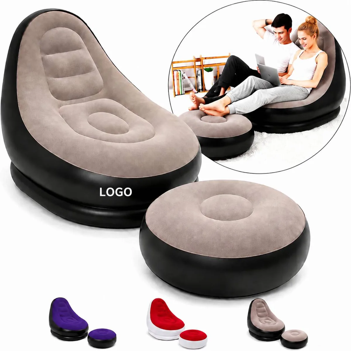 Portable Inflatable Lounge Sofa with Pump for Camping