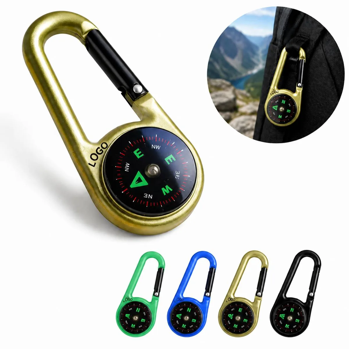 Outdoor Compass Carabiner Clip with Liquid-Filled Navigation
