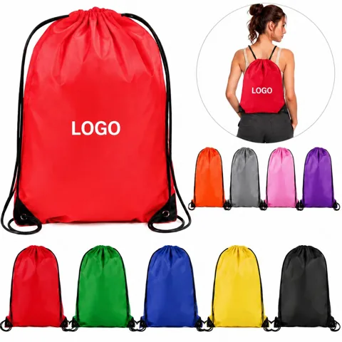 Waterproof Drawstring Sport Sack with Large Logo Panel