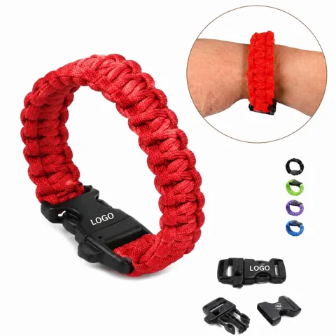 Survival Paracord Bracelet with Whistle, Emergency Outdoor