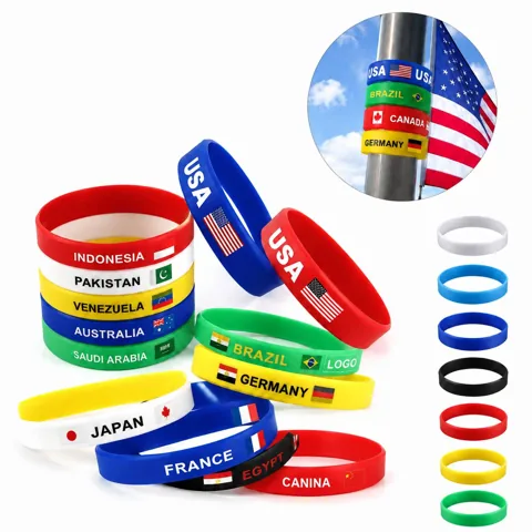 Silicone Wristbands Country Flags Customizable Patriotic