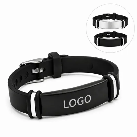 Hybrid Stainless Steel Silicone Wristband Bracelet