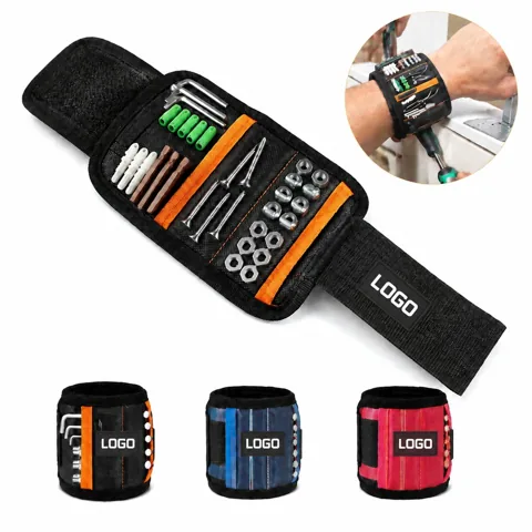 Magnetic Wristband with 15 Strong Magnets & 2 Pouches