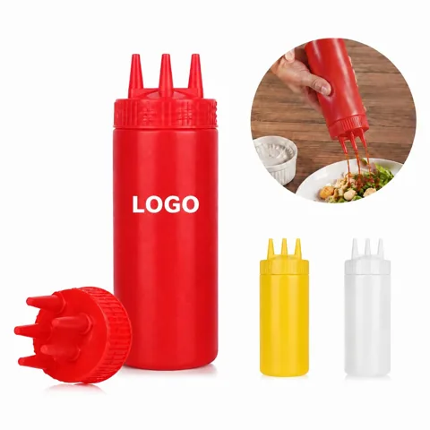 16 oz 3-Hole Sauce Squeeze Bottle, Food Grade Leak-Proof