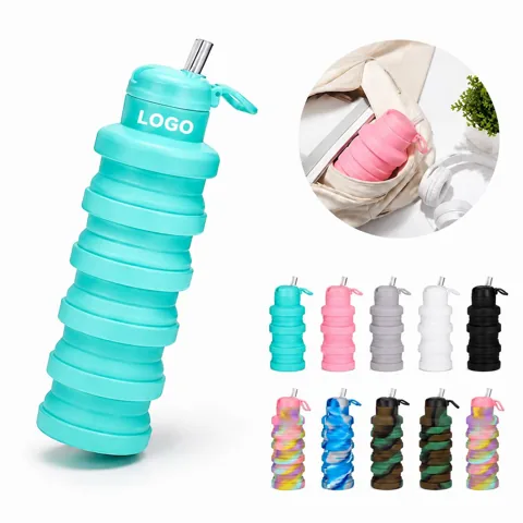 Collapsible Water Bottle with Spout Lid, 17oz to 6.76oz