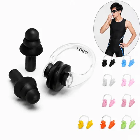 Swimming Earplugs and Nose Clip Set, Soft Silicone Comfort